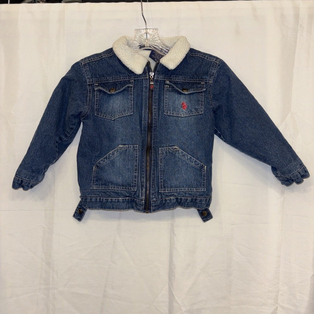 US Polo Assn Jean Jacket Child Size 5/6 Sherpa-Lined Denim Trucker Coat